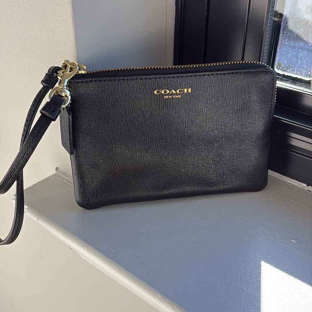 COACH leather zip around wristlet